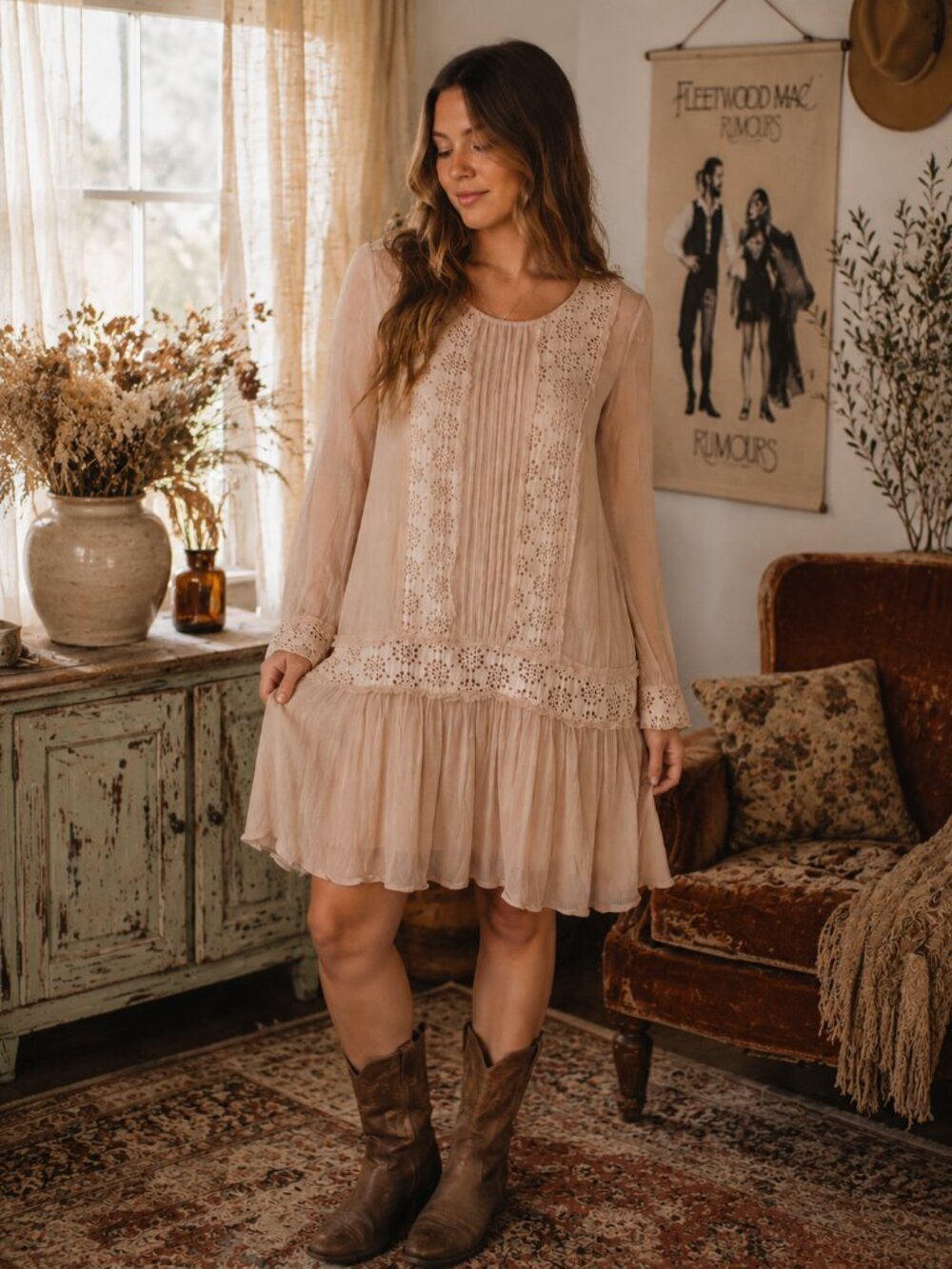 Ghost London Blush Pink Embellished Boho Dress